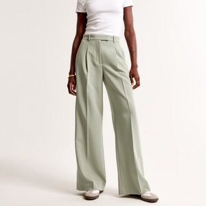 Abercrombie & Fitch Women's Wide Leg Pants - Light Green LONG